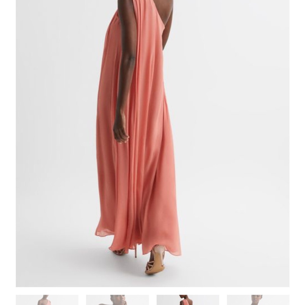 NWT Reiss One Shoulder Maxi Dress in Coral - Picture 2 of 6